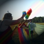 Performance partecipativa Rainbow in Caffarella Valley in Rome - London Biennale Pollination 5.7.2012