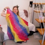 Reynolds with the flag of the London Biennale at studio.ra (5.7.2012)